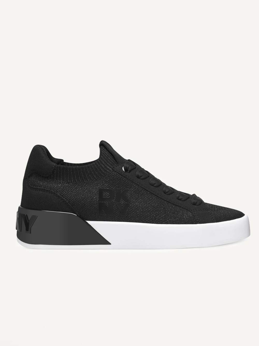 DKNY Black Knit MALLORY LACE-UP SNEAKER